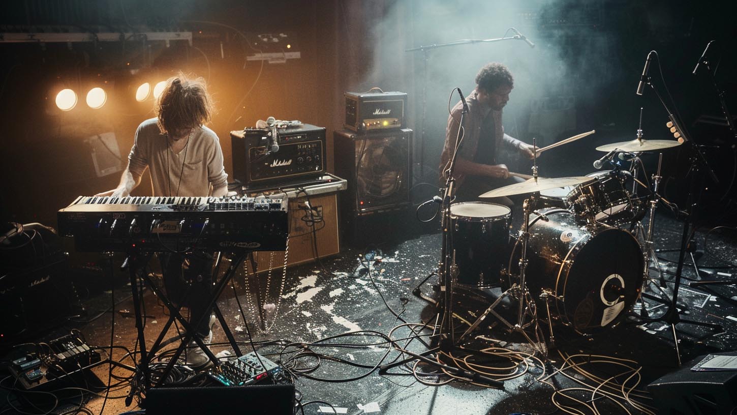 Alex and Arlo performing live — the heartbeat returns through rhythm and sound.